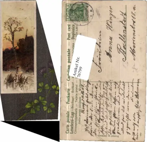 76799,Präge AK Kleeblätter Art Deco Motiv