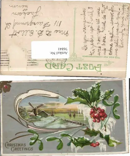 76841,Präge Weihnachten Beeren Windmühle