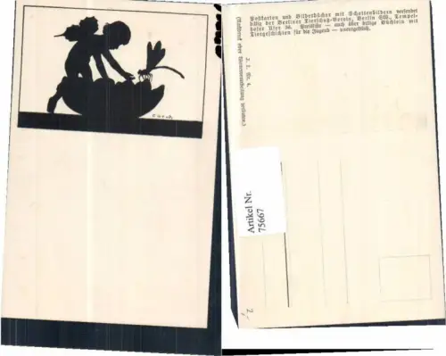 75667,Scherenschnitt Engel Tierschutzverein Carus Krause sign.