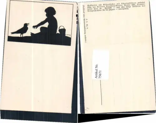 75671,Scherenschnitt Tierschutzverein Carus Krause Vogel Kind