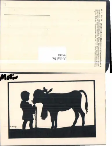 75681,Scherenschnitt Tierschutzverein Carus Krause Kind Kuh