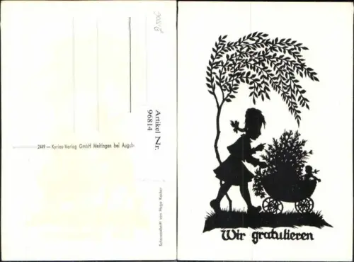 96814,Scherenschnitt Silhouette Hugo Kocher Meitingen Augsburg Kinder