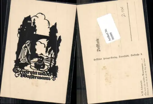 96999,Scherenschnitt Silhouette Wassermann Nixe