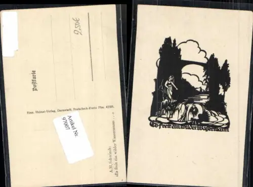 97007,Scherenschnitt Silhouette Wassermann Nixe