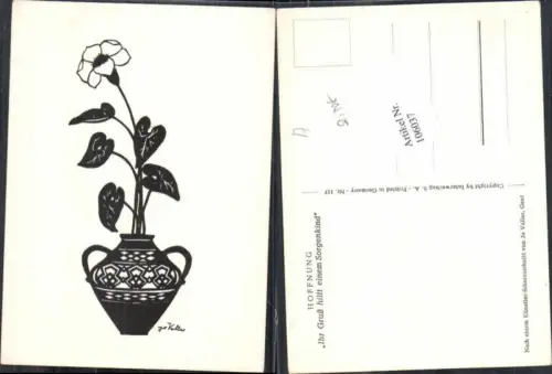106037,Scherenschnitt Silhouette JO Valler Blume Vase