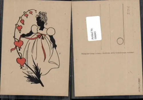 106045,Scherenschnitt Silhouette Mädchen Herzen Blume