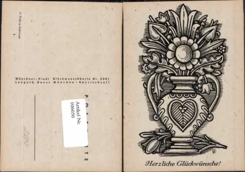 106050,Scherenschnitt Silhouette Blumen Münchner Kindl AK 5001