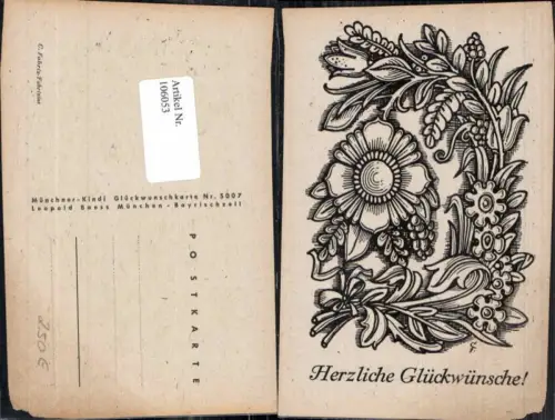 106053,Scherenschnitt Silhouette Blumen Münchner Kindl AK