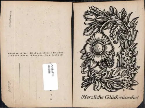 106056,Scherenschnitt Silhouette Blumen Münchner Kindl AK