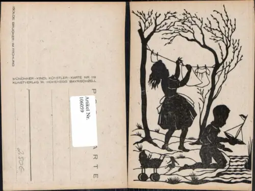 106059,Scherenschnitt Silhouette Isolde Bruckner Münchner KIndl