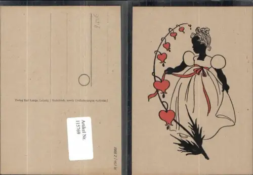 115769,Scherenschnitt Silhouette Mädchen m. Herz Kleid