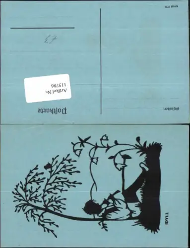 115786,Scherenschnitt Silhouette Idyll Junge mit Flöte