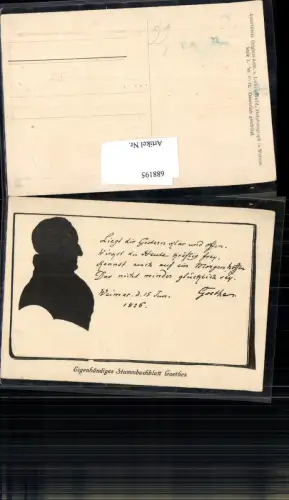 688195 Künstler AK Silhouette Scherenschnitt Goethe Stammbuchblatt