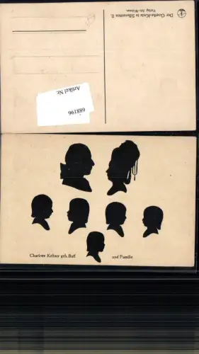 688196 Künstler AK Silhouette Scherenschnitt Goethe Charlotte Kestner geb. Buff u. Familie