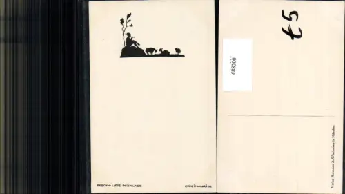 688200 Künstler AK Silhouette Scherenschnitt Lotte Nicklass Hirte Schafhirte