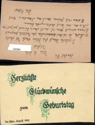 688203 Feldpost WK 2 handgemalt im Osten 1942 Russland Geburtstag