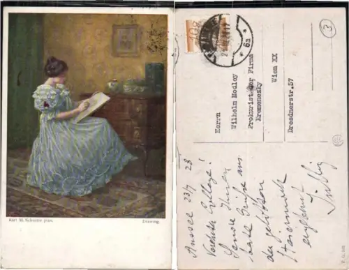 68108,Frau zeichnet sig Karl M. Schuster