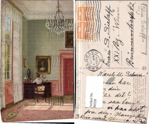 80328,W. Henriksen In d. Sonnenhellen stube Frau am Tisch