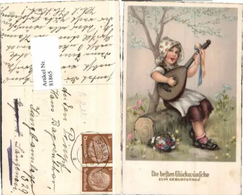 81865,H. Zahl Mädchen Gitarre am Baum singt