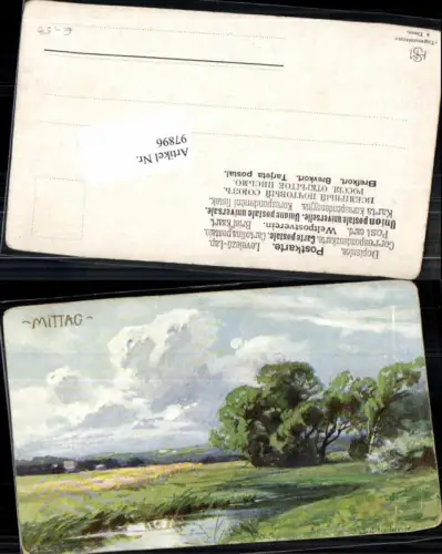 97896,J. Splitgerber jun Künstlerkarte Mittag Wiesen Sumpf