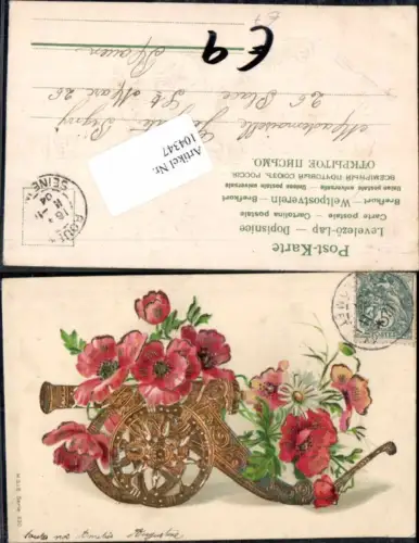 104347,Präge AK Kanone Blumen Blume Tolle Karte