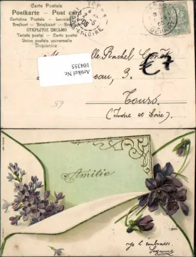 104355,Präge AK Blumen Brief Veilchen Tolle Karte
