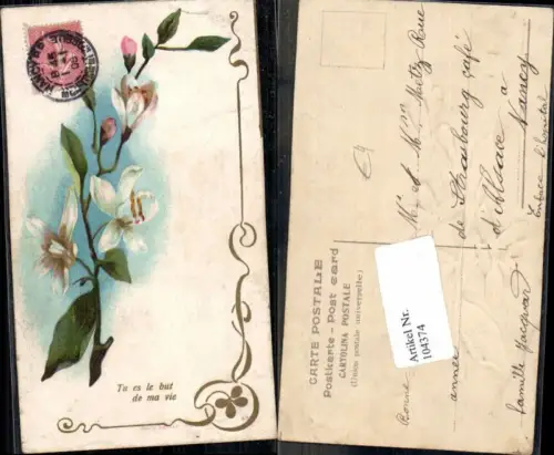 104374,Präge AK Litho Blumen Art Deco