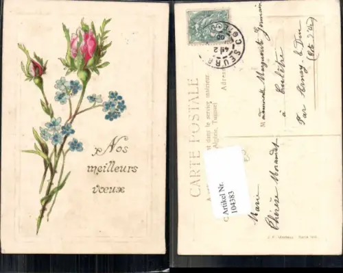 104383,Präge AK Litho Rosen Rose 1905