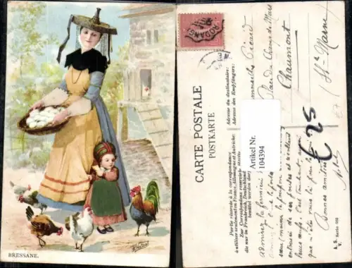 104394,Präge AK Applikation Strassburg Elsass Tracht H. Watzal sign