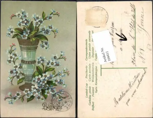 104411,Präge AK Vase Art Deco Blumen Litho