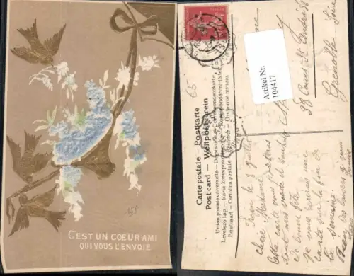 104417,Präge AK Taube Vogel Gold Druck