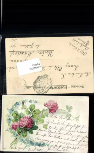 104851,Präge Litho Klee Blumen 1900
