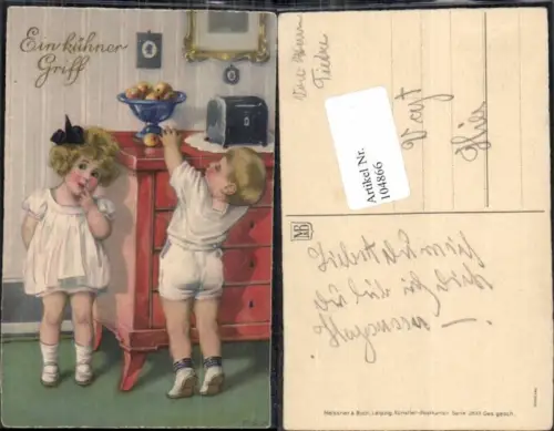 104866,Meissner e Buch 2833 Süsse Kinder Apfel Obst sign M.S.M.