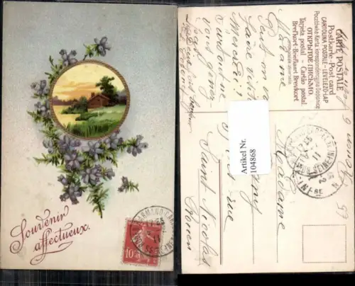 104868,Präge AK Blumen Haus