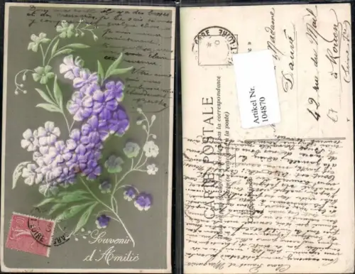 104870,Präge AK Blumen Relief Karte Tolle AK