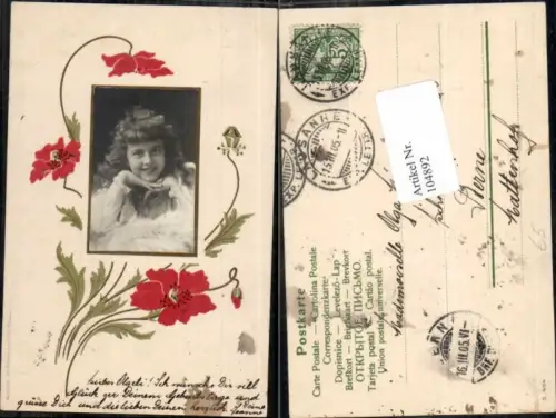104892,Präge AK Blume Mädchen Portrait 1900