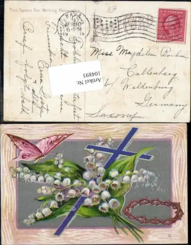 104893,Präge AK Schmetterling Kreuz Märzenbecher Blumen