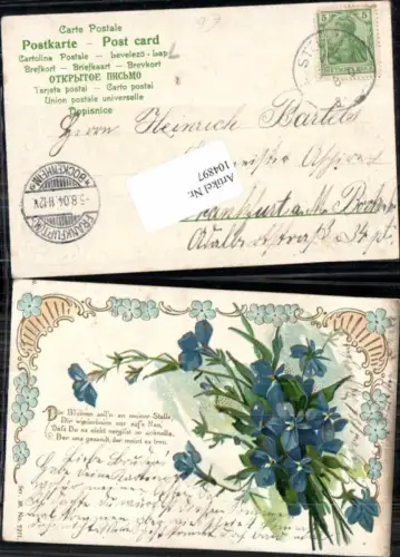 104897,Präge Litho Blumen Verziert Art Nouveau 1900