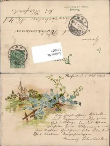 105027,Litho Erika Nr 205 Blumen Veilchen Kirche