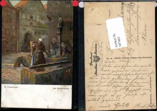 107462,R. Poeschmann Dresdner Künstler Karte Brunnen Marktbrunnen