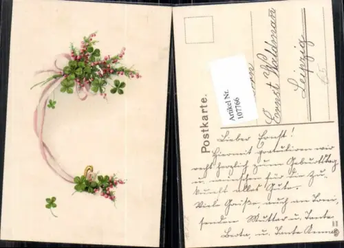 107766,EAS Tolle Karte Litho Klee Kleeblatt Blumen