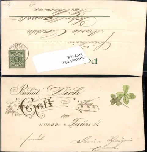 107768,Tolle Präge Klee Kleeblatt Litho Behüt dich Gott