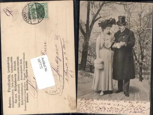 107772,Edwardian Girl Frau m. Hut Pelzmode Pelz Zylinder