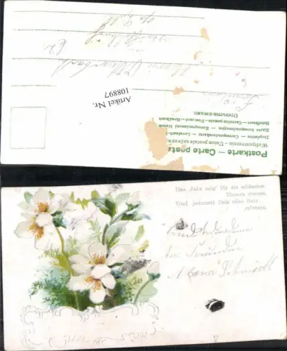 108897,Litho Blumen Spruch gelaufen