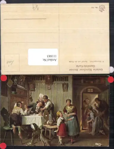 111883,Künstlerkarte P. Baumgartner Kampf ums Essen Bauernstube Katze