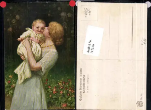 112166,Künstlerkarte H Gitter Mutterglück Frau Baby Kind