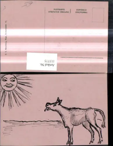 113775,Künstler Ak Bleistiftzeichnung Pferd streckt Zunge n. Sonne Sonnengesicht