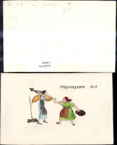 114099,Künstler Ak Handgemalt Klappbar Mitgliedskarte Nr. 3 Frauenverein Dr. Herbert Kail Linz 1960