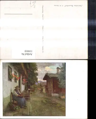 114410,Künstler Ak K. M. Schuster Steirischer Bauernhof Frau v. Haus