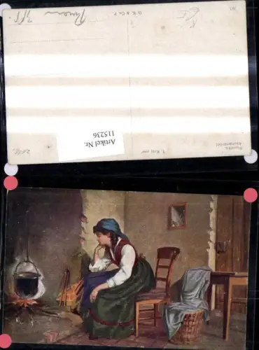 115236,Künstler Ak T. Kroj Popelka Aschenbrödl v. Feuerstelle